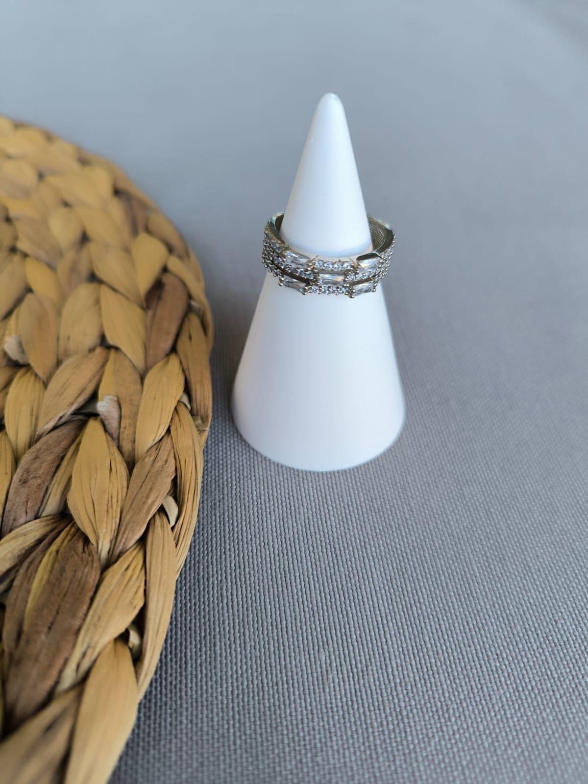 Baget Taşlı Ayarlanabilir Silver Yüzük