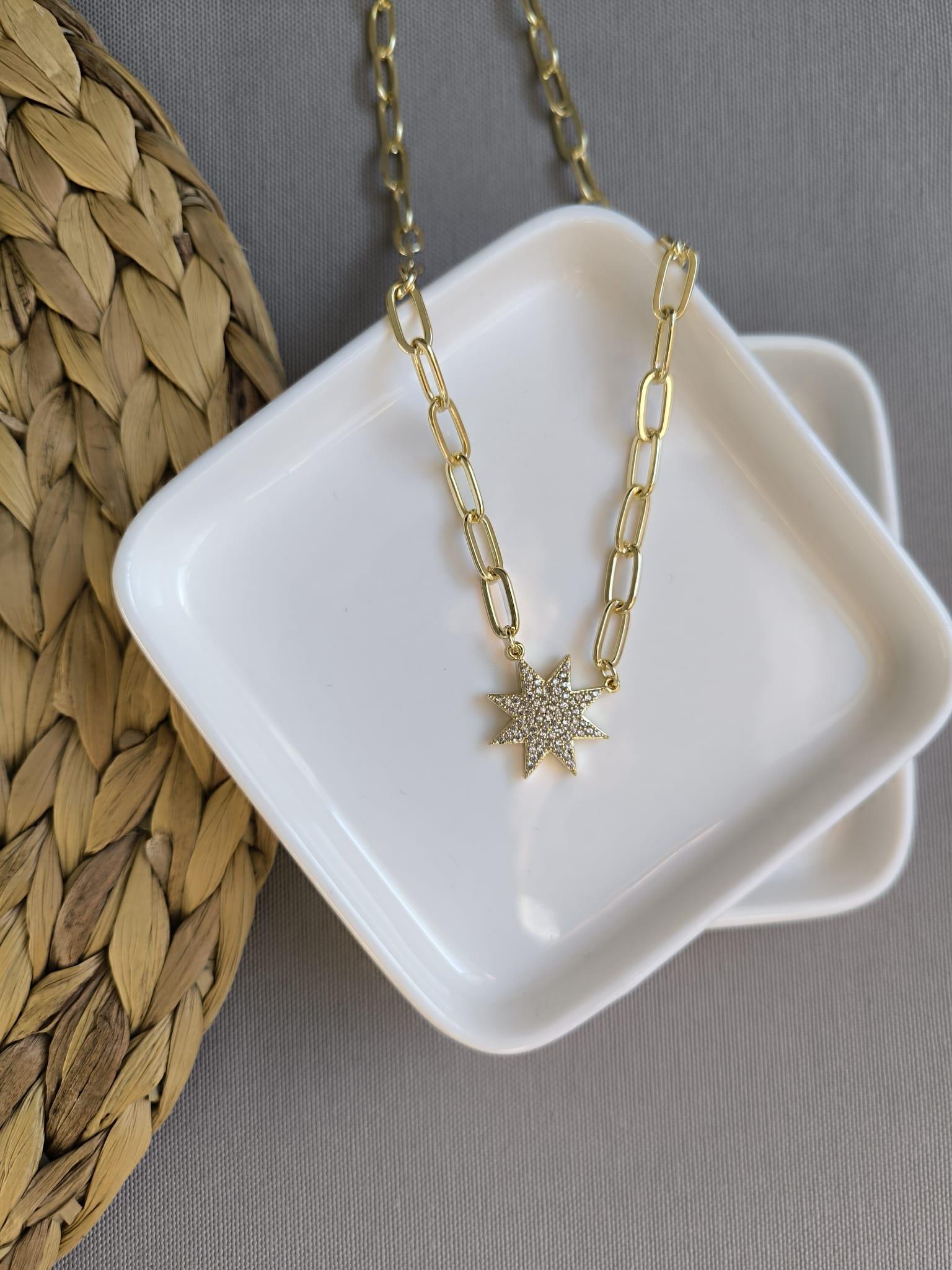 Zirkon Taşlı Choker Kuzey Yıldızı Kolye