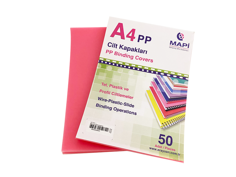 MAPİ A4 PP ŞEFFAF KAPAK (KUM DESEN) 550 MİCRON ŞEFFAF MAGENTA 50 Lİ