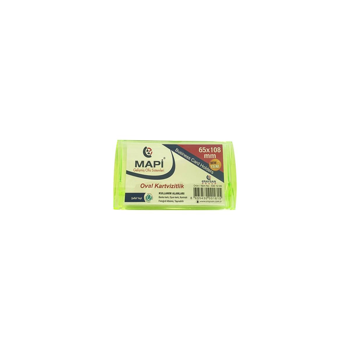 MAPİ DİKDÖRTGEN KARTVİZİTLİK OVAL ŞEFFAF YEŞİL 65X108