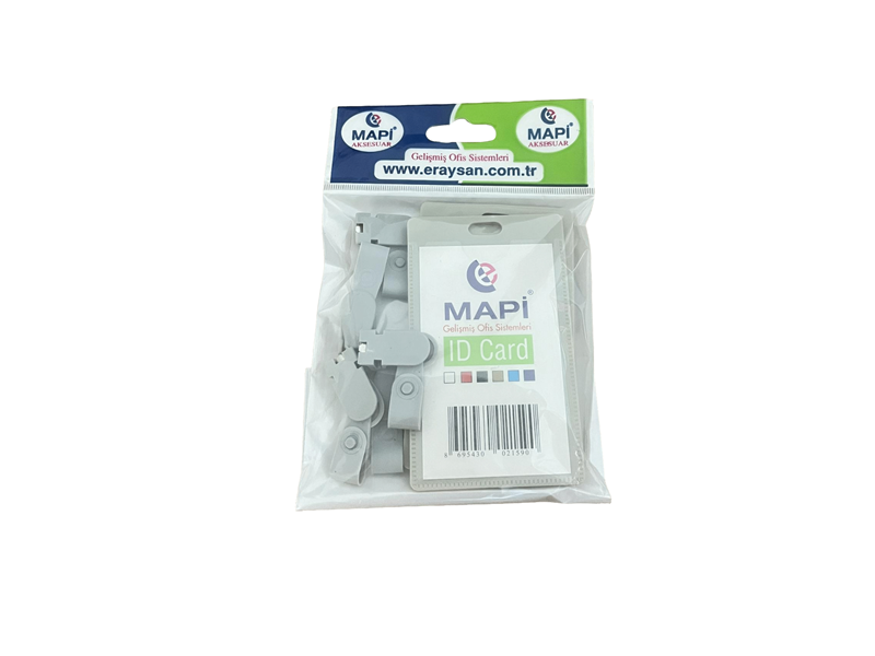 MAPİ PP KLİPSLİ DİKEY KART POŞETİ GRİ 5 Lİ BLİSTERLI