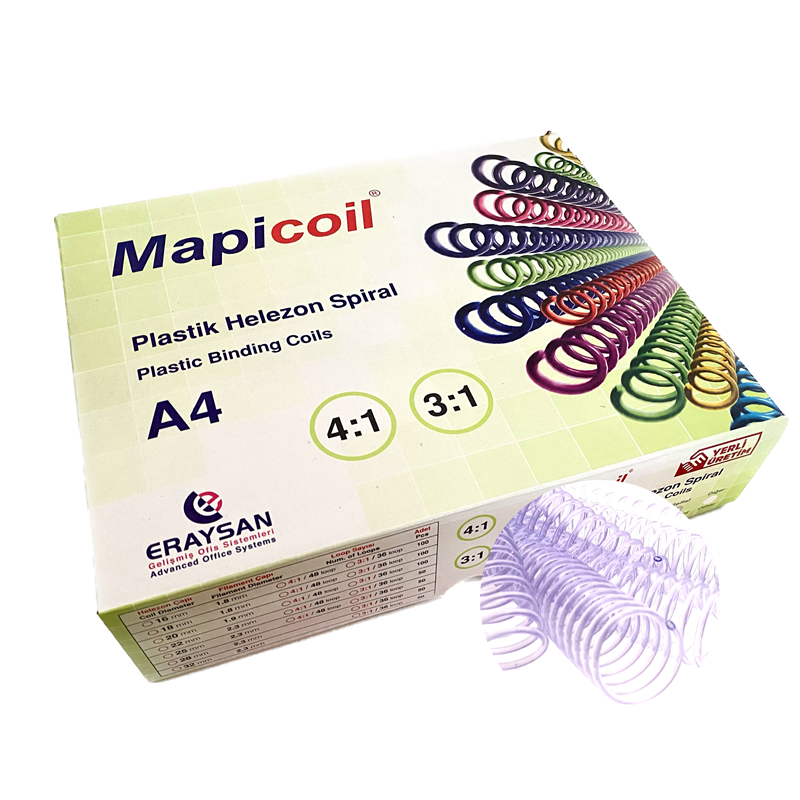 MAPİCOİL 4:1 PLASTİK HELEZON SPİRAL 16MM ŞEFFAF 100 AD. 48LOP