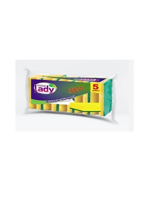 MİSS LADY OLUKLU BULAŞIK SÜNGERİ 5 Lİ EKO PAKET