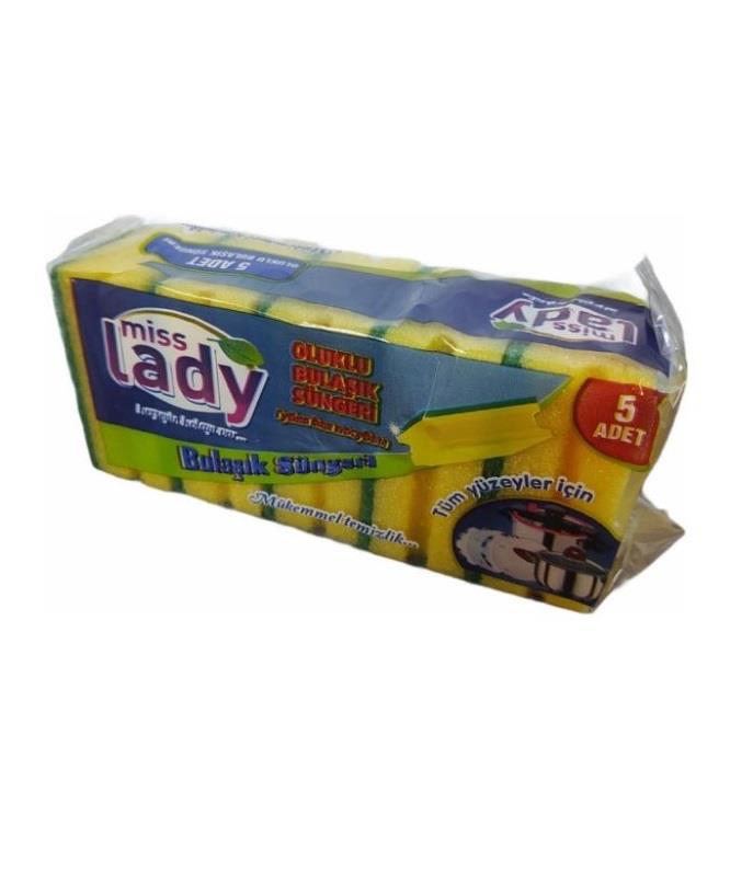 MİSS LADY OLUKLU BULAŞIK SÜNGERİ 5 Lİ EKO PAKET