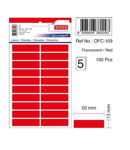 TANEX OFC-109 OFİS ETİKETİ 13X50 FLO KIRMIZI