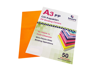 MAPİ A3 PP FOSFORLU KAPAK 550 MİCRON FOSFORLU TURUNCU 50 Lİ