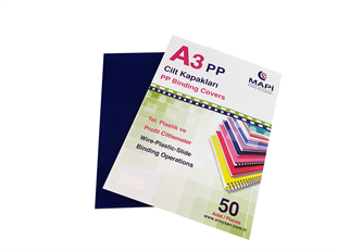 MAPİ A3 PP OPAK KAPAK (KUM DESEN) 350 MİCRON LACİVERT 50 Lİ