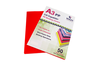 MAPİ A3 PP OPAK KAPAK (KUM DESEN) 550 MİCRON KIRMIZI 50 Lİ