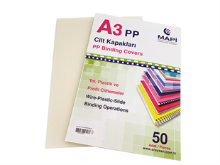 MAPİ A3 PP ŞEFFAF KAPAK (KUM DESEN) 350 MİCRON ŞEFFAF BUZLU 50 Lİ