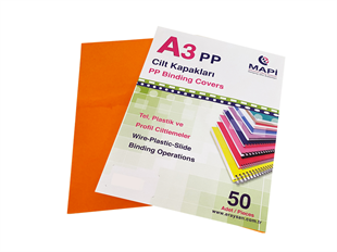 MAPİ A3 PP ŞEFFAF KAPAK (KUM DESEN) 450 MİCRON ŞEFFAF TURUNCU 50 Lİ
