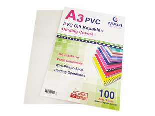 MAPİ A3 PVC OPAK CİLT KAPAK BEYAZ 100 LÜ