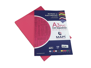 MAPİ A3 PVC OPAK CİLT KAPAK PEMBE 100 LÜ