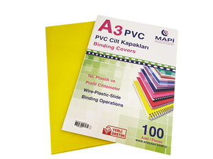 MAPİ A3 PVC OPAK CİLT KAPAK SARI 100 LÜ