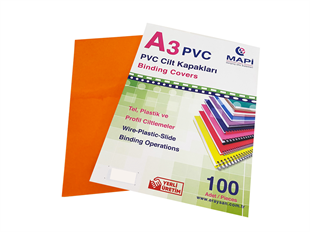MAPİ A3 PVC OPAK CİLT KAPAK TURUNCU 100 LÜ