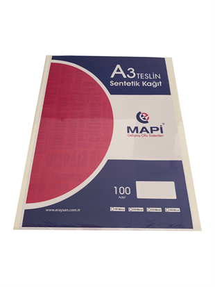 MAPİ A3 SENTETİK KAĞIT (TESLİN) 254 MİC. 100 LÜ