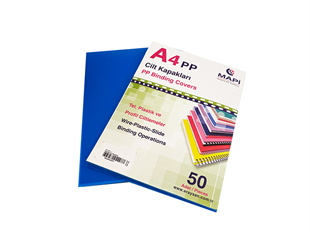 MAPİ A4 PP OPAK KAPAK (KUM DESEN) 350 MİCRON MAVİ 50 Lİ