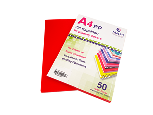 MAPİ A4 PP OPAK KAPAK (KUM DESEN) 350 MİCRON KIRMIZI  50 Lİ