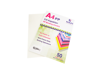 MAPİ A4 PP OPAK KAPAK (KUM DESEN) 350 MİCRON BEYAZ 50 Lİ