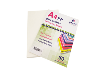 MAPİ A4 PP OPAK KAPAK (KUM DESEN) 450 MİCRON BEYAZ 50 Lİ