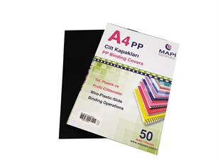 MAPİ A4 PP OPAK KAPAK (KUM DESEN) 450 MİCRON SİYAH 50 Lİ