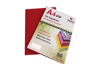 MAPİ A4 PP RENKLİ KAPAK 600 MİCRON KIRMIZI 50 Lİ