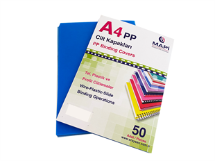 MAPİ A4 PP RENKLİ KAPAK 600 MİCRON MAVİ 50 Lİ