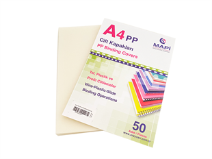 MAPİ A4 PP ŞEFFAF BUZLU (KUM DESEN) 350 MİCRON ŞEFFAF BUZLU 50 Lİ