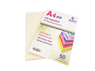 MAPİ A4 PP ŞEFFAF BUZLU (KUM DESEN) 350 MİCRON ŞEFFAF BUZLU 50 Lİ