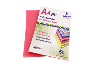 MAPİ A4 PP ŞEFFAF KAPAK (KUM DESEN) 550 MİCRON ŞEFFAF MAGENTA 50 Lİ