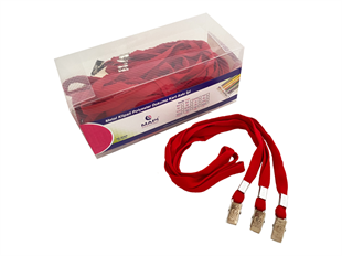 MAPİ METAL KLİPSLİ-POLYESTER DOKUMA KART ASKI İPİ KIRMIZI 50Lİ PAKET