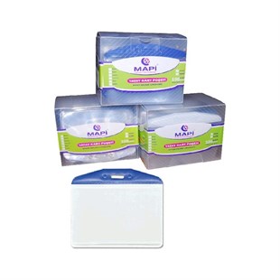 MAPİ PVC KART POŞETLERİ (OVAL) MAVİ ŞERİTLİ 100LÜ PAKET