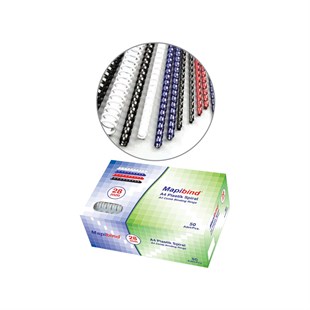 MAPİBİND 14MM PLASTİK SPİRAL KIRMIZI 100 AD.