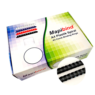 MAPİBİND 18MM PLASTİK SPİRAL SİYAH 100 AD.