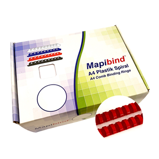 MAPİBİND 20MM PLASTİK SPİRAL KIRMIZI 100 AD.