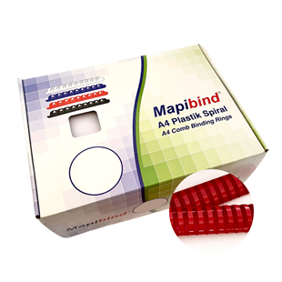 MAPİBİND 38MM PLASTİK SPİRAL KIRMIZI 50 AD.
