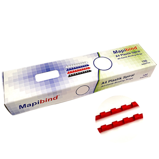 MAPİBİND 6MM PLASTİK SPİRAL KIRMIZI  100 AD.