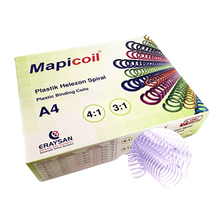 MAPİCOİL 3:1 PLASTİK HELEZON SPİRAL 18MM ŞEFFAF 100 AD. 36 LOP