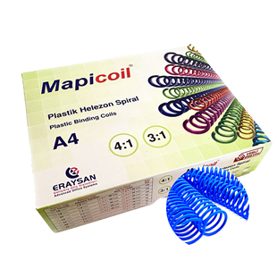 MAPİCOİL 4:1 PLASTİK HELEZON SPİRAL 18MM MAVİ 100 AD. 48 LOP