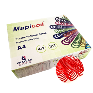 MAPİCOİL 4:1 PLASTİK HELEZON SPİRAL 22MM KIRMIZI 50 AD. 48 LOP