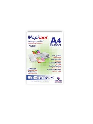 MAPİLAM 125 MİCRON PARLAK LAMİNASYON FİLMİ (A4) 100 LÜ