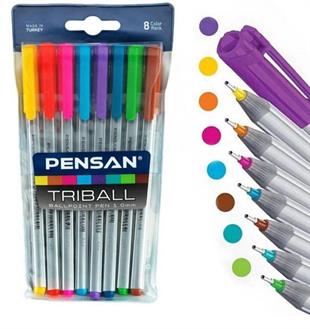PENSAN TRİBALL TÜKENMEZ KALEM RENKLİ 8 Lİ PAKET