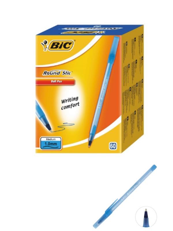 BİC ROUND STİC TÜKENMEZ KALEM 1 MM MAVİ 60'LI PAKET