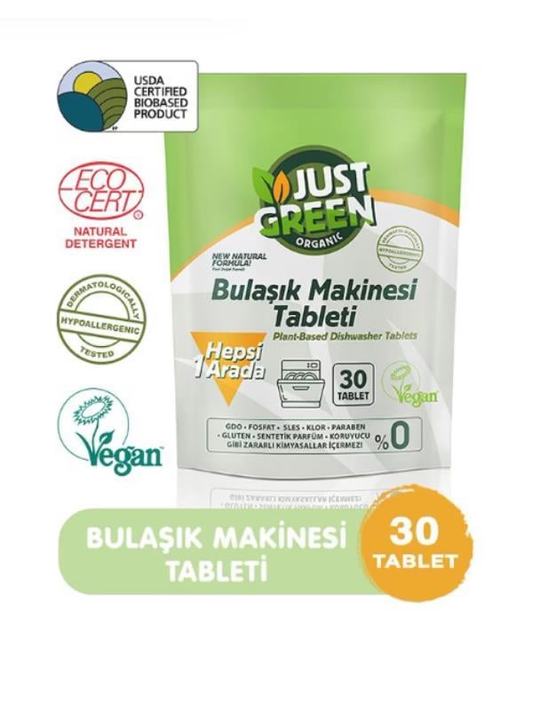 JUST GREEN ORGANİC BULAŞIK MAKİNESİ TABLETİ 30'LU
