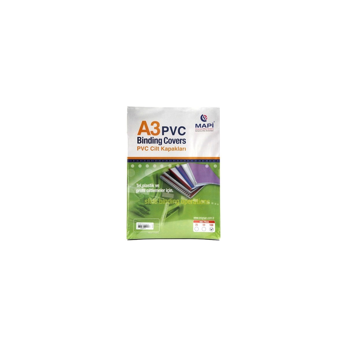 MAPİ A3 PVC ŞEFFAF CİLT KAPAK ŞEFFAF 100 LÜ