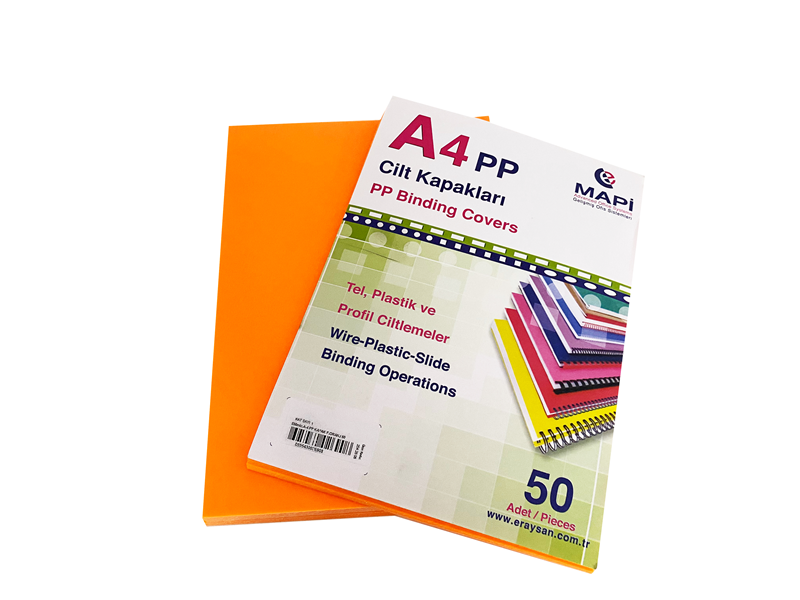 MAPİ A4 PP FOSFORLU KAPAK 550 MİCRON FOSFORLU TURUNCU 50 Lİ