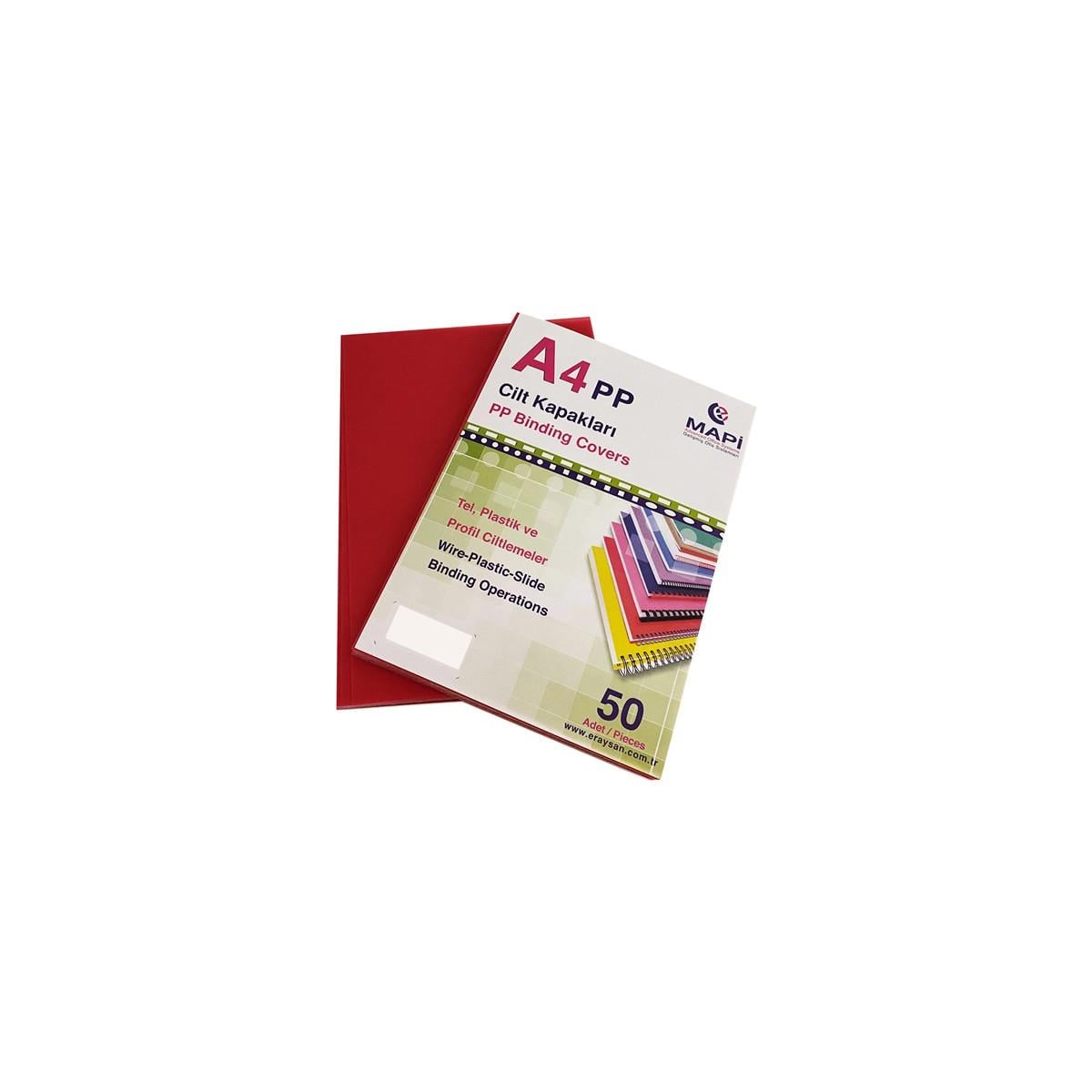 MAPİ A4 PP RENKLİ KAPAK 600 MİCRON KIRMIZI 50 Lİ