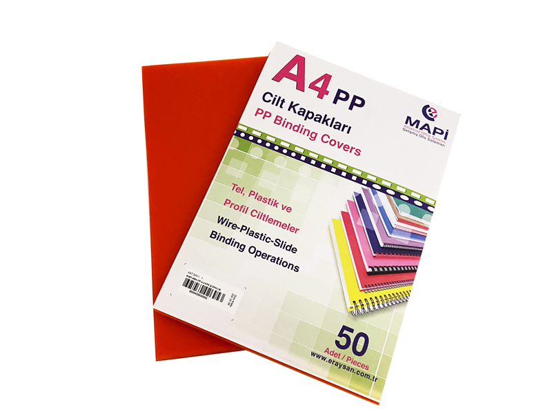 MAPİ A4 PP ŞEFFAF KAPAK (KUM DESEN) 450 MİCRON ŞEFFAF TURUNCU 50 Lİ