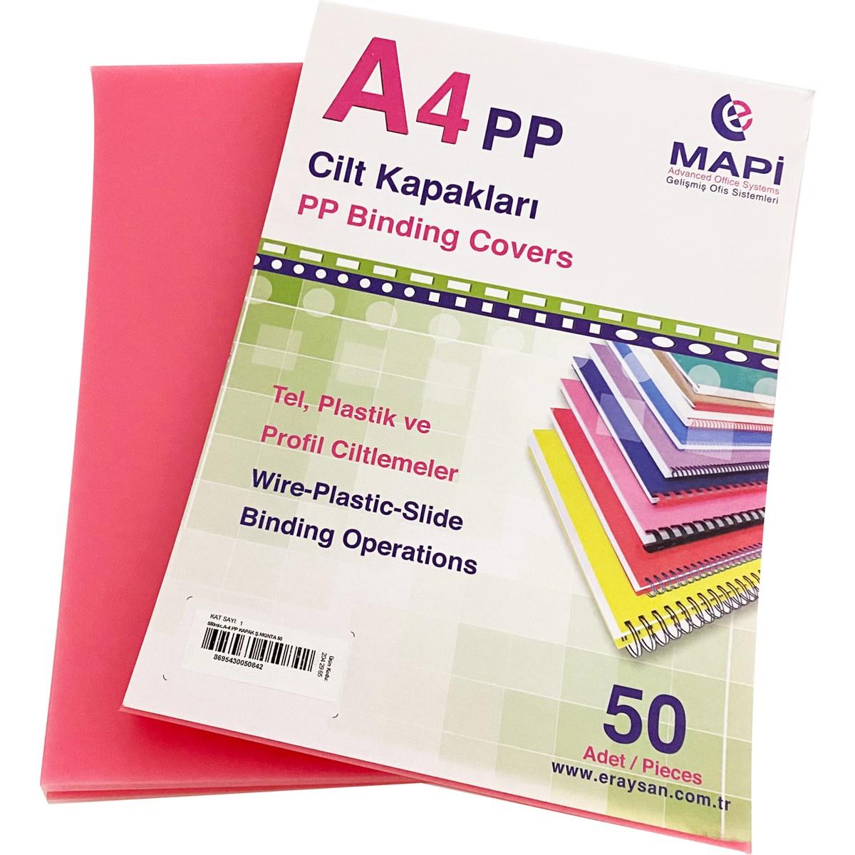 MAPİ A4 PP ŞEFFAF KAPAK (KUM DESEN) 550 MİCRON ŞEFFAF MAGENTA 50 Lİ