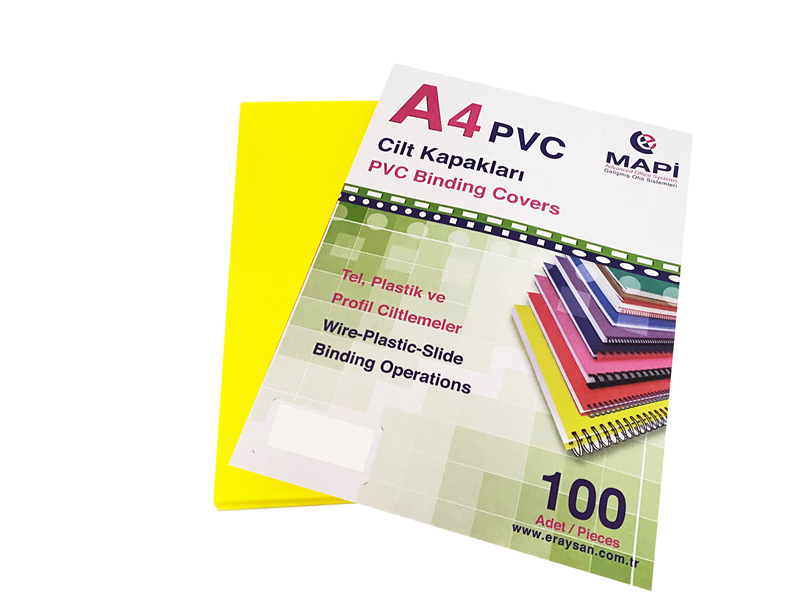 MAPİ A4 PVC OPAK CİLT KAPAK SARI 100 LÜ