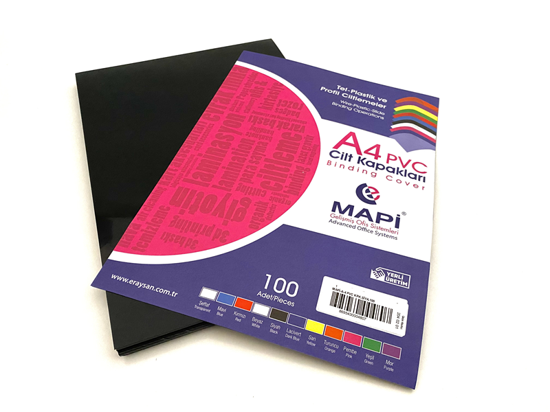 MAPİ A4 PVC OPAK CİLT KAPAK SİYAH 100 LÜ